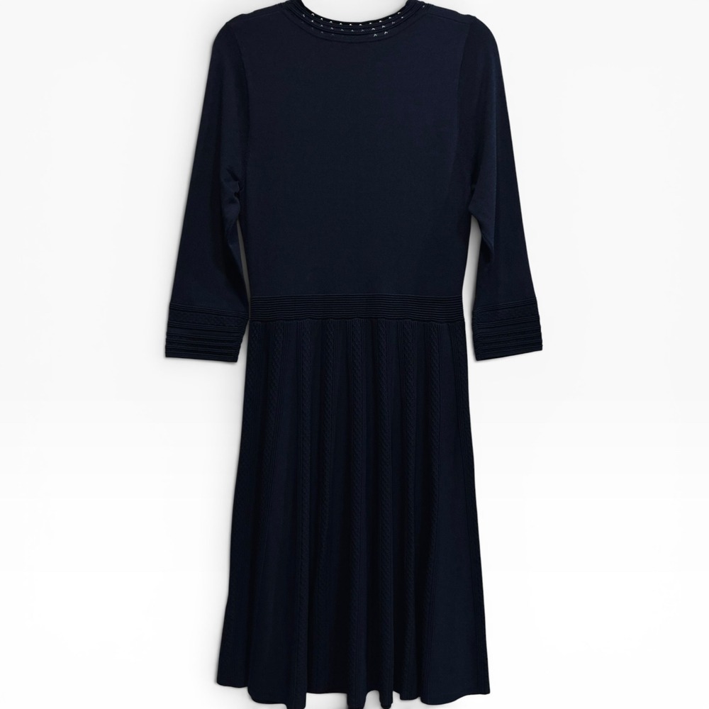 Boden Navy Blue Knit Fit & Flare Midi Dress Womens US 10 Cable Skirt - Picture 3 of 5